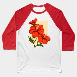 Hibiscus watercolor print Baseball T-Shirt